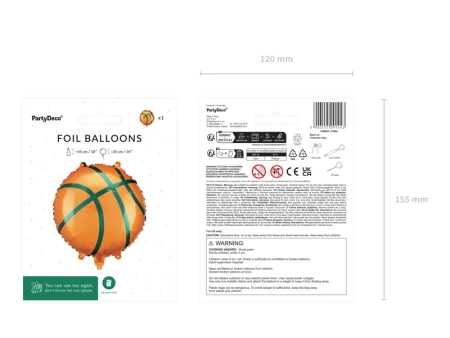 Balon foliowy Piłka do koszykówki, 35x35 cm