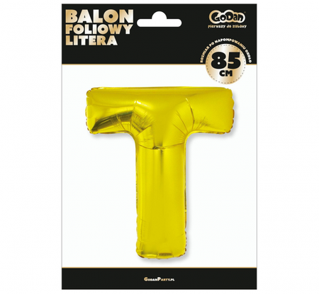 Balon foliowy "Litera T", złota, 89 cm
