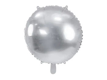 Balon foliowy okrągły Pastylka, 45 cm, srebrny