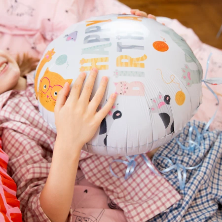 Balon foliowy Happy Birthday Kotki 45cm