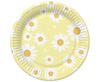 Talerzyki papierowe, żółte, stokrotki, 18 cm, 6 szt.