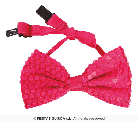 Neonowa różowa muszka cekinowa