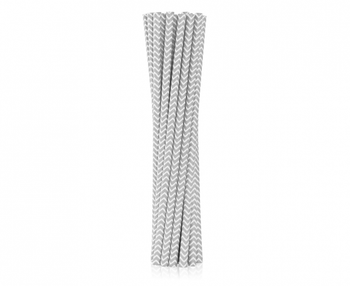 Rurki (słomki) pap. srebrne szlaczki, 6x197mm / 12 szt.