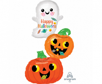 Balon foliowy Wesoły Duszek i słodkie dynie 55x93cm