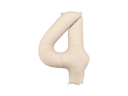Balon foliowy Cyfra '4', 86cm, jasny beż