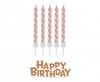 Świeczki B&C urodzinowe Happy Birthday, różowo-złote, 16 szt