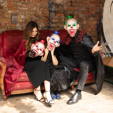 Maska Halloween Klaun z kapelusikiem 24,5x34,5 cm, 1szt