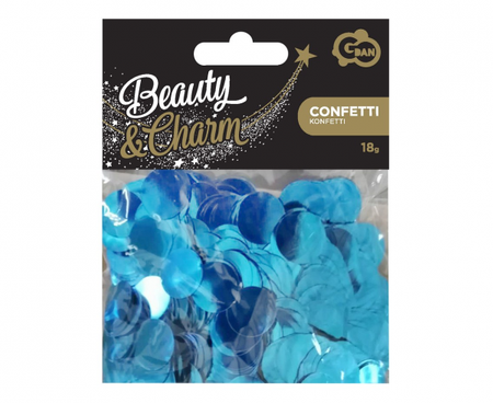 Konfetti foliowe B&C Kółeczka, 1.5 cm, 18g, turkusowe