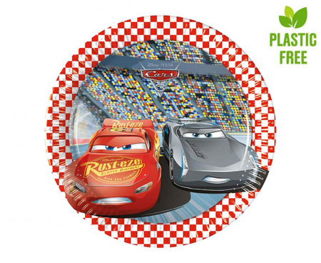 Talerzyki pap. Cars 3, 20 cm, 8 szt. (plastic-free)