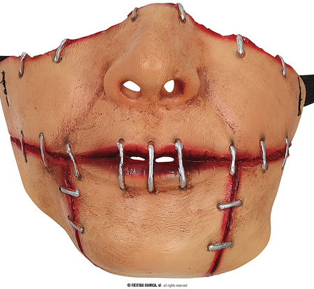 Lateksowa maska na Halloween zszyte usta