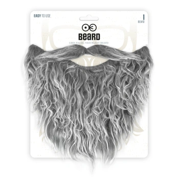 Sztuczna broda z wąsami siwa