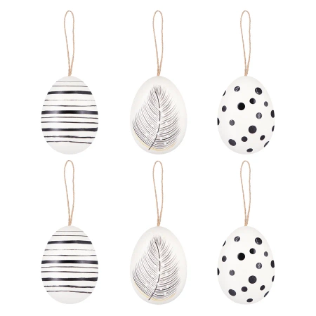 Dekoracje Wielkanocne Naturalna Wydmuszka biało-czarne mix 6 szt.