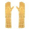 Rękawiczki satynowe z marszczeniem, złote, 42 cm