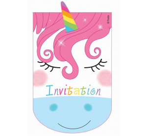 Zaproszenia z kopertami "Tęczowy Jednorożec", 6 szt.