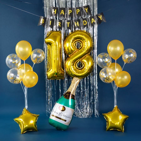 Zestaw balonów na 18 urodziny złoty duży
