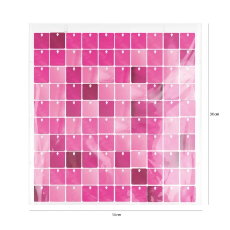 Panel cekinowy kwadraty różowy 30x30cm