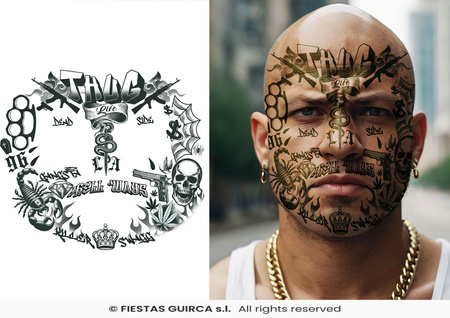 Tatuaż zmywalny na twarz "Thug life"