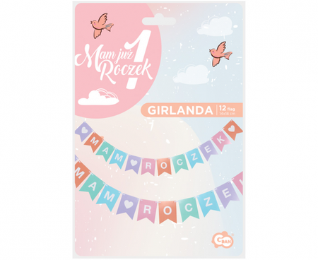 Girlanda papierowa Mam roczek, różowy