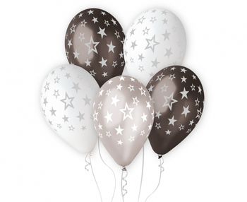 Balony Premium Hel GWIAZDY SREBRNE, 13 cali/ 6 szt.