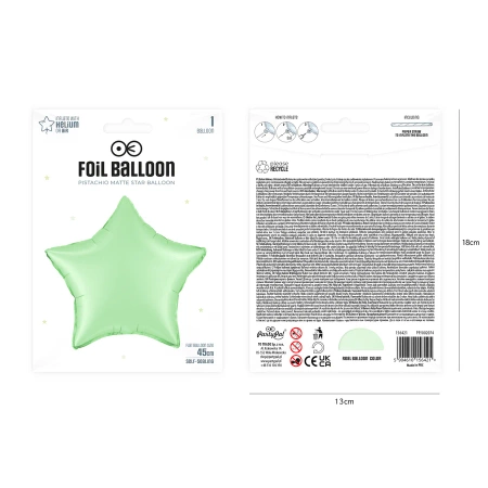 Balon foliowy Gwiazda pistacjowy matowy 18cali