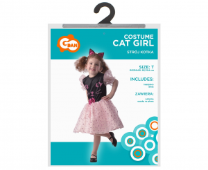 Strój dla dzieci Kotka (opaska na głowę, sukienka), rozm. 92/104 cm
