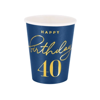 Kubek Happy Birthday 40 granatowy 220ml 6szt.