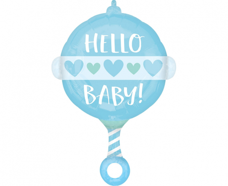 Balon foliowy Grzechotka "Hello Baby" (30 x 43 cm), różowa