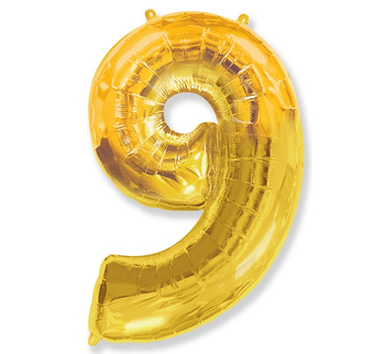 Balon foliowy FX - "Number 9" złoty, 85 cm