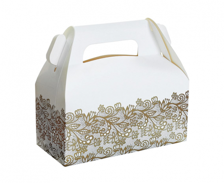 Pudełka papierowe W&C na ciasto Złoty nadruk, 20x10x10 cm, 6 szt.