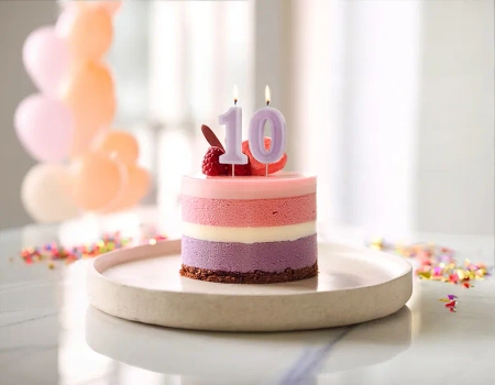 Świeczka urodzinowa Cyferka 0, fiolet, 6 cm