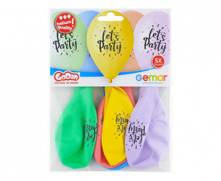 Balony Premium Hel Let's Party, 13 cali/ 5 szt.