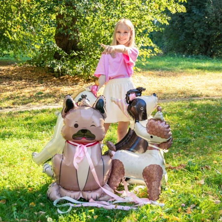 Balon foliowy stojący, Pies Buldog z czapeczką, 60x98 cm