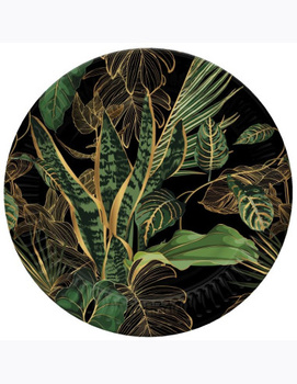 Talerzyki papierowe ZIelone Kwiaty i Liście, 18 cm, 8 szt