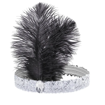 Opaska z cekinami i piórami, Lata 20-te, srebrna