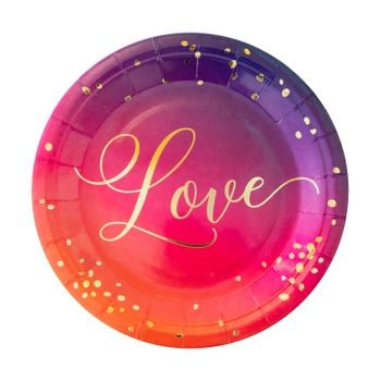 Talerzyki papierowe Love 18cm,6szt.