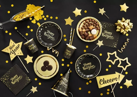 Serwetki Happy New Year czarne 10szt.