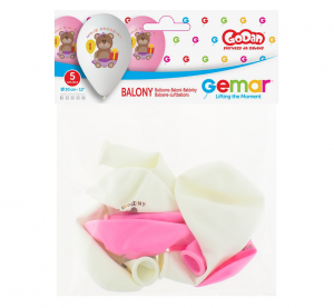 Balony Premium "Moje 1 Urodziny", nad. kolorowy, dla dziewczynki, 12"/ 5 szt.