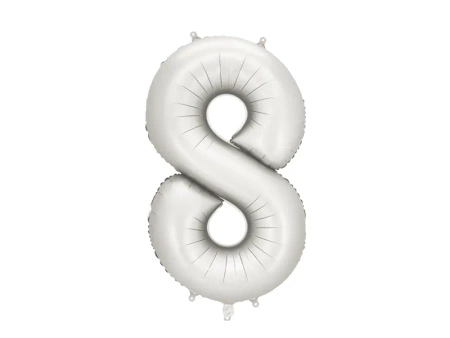 Balon foliowy Cyfra '8', 86cm, srebrny