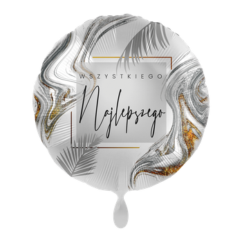 Balon foliowy 18" Wszystkiego Najlepszego - Silver Marble