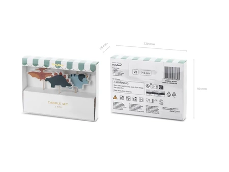 Świeczki urodzinowe Dinozaury, 3 cm, mix