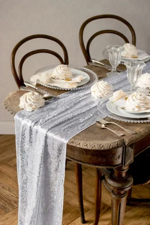 Bieżnik cekinowy, srebrny, 0,3 x 5 m