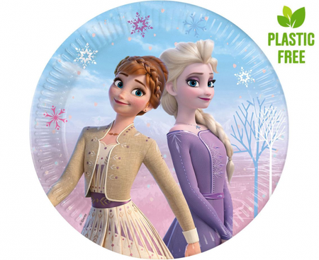 Talerzyki papierowe Frozen 2, 23cm, 8 szt. (plastic-free)