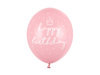 Balony 30cm, happy birthday, P. Baby Pink( 6 szt) 