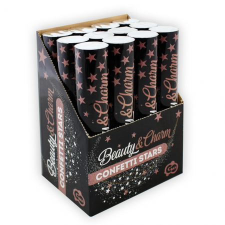 Konfetti pneumatyczne B&C Różowo-Złote Gwiazdki/ 30 cm