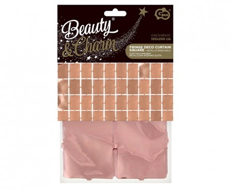 Kurtyna Kwadrat, metaliczna różowo-złota, 100x200 cm