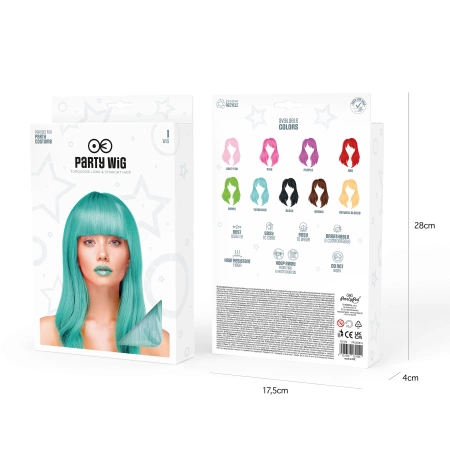 Peruka imprezowa włosy długie proste turkusowe