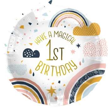 Balon foliowy 18'' -  Rainbow 1st Birthday