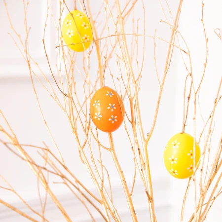 Dekoracje Wielkanocne Naturalna Wydmuszka białe kwiatki mix 8 szt.