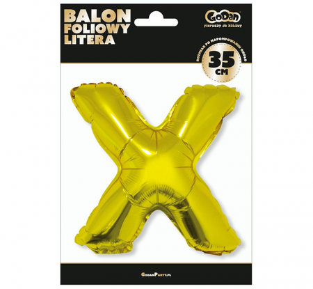 Balon foliowy "Litera X", złota, 35 cm