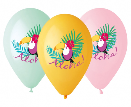 Balony Premium Hel "Tukan - Aloha!", 13"/ 5 szt.